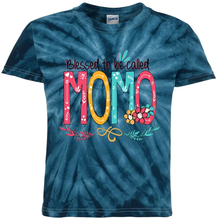 Blessed To Be Called Momo Colorful Grandma Kids Tie-Dye T-Shirt