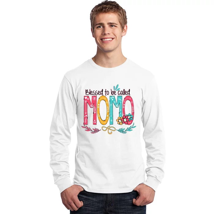 Blessed To Be Called Momo Colorful Grandma Long Sleeve Shirt