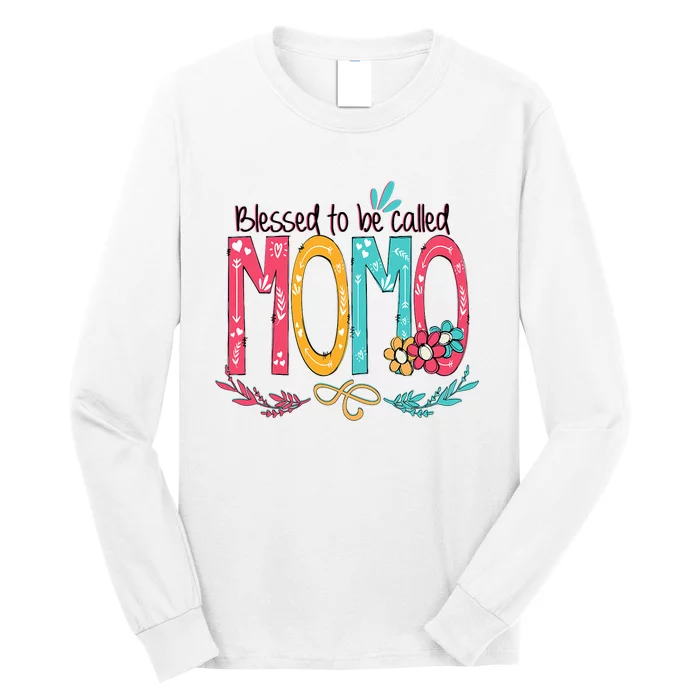 Blessed To Be Called Momo Colorful Grandma Long Sleeve Shirt