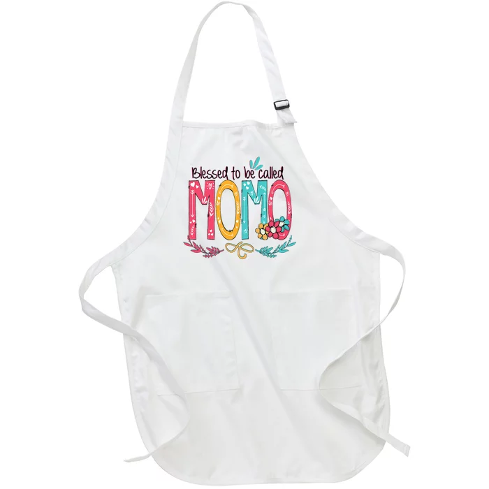 Blessed To Be Called Momo Colorful Grandma Full-Length Apron With Pocket