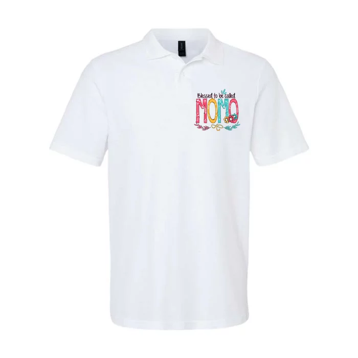 Blessed To Be Called Momo Colorful Grandma Softstyle Adult Sport Polo