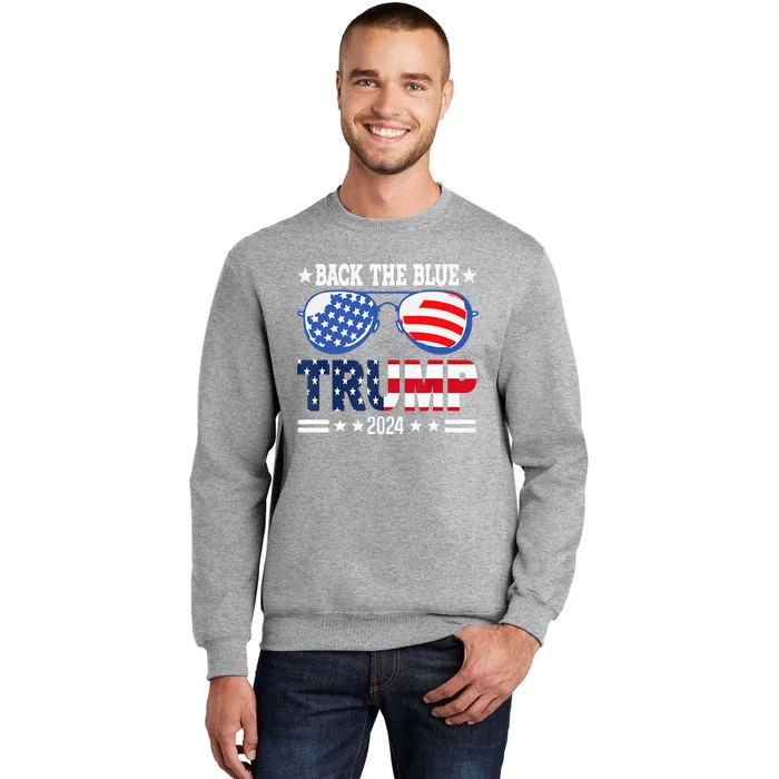 Back The Blue Trump 2024 Police American Flag Tall Sweatshirt