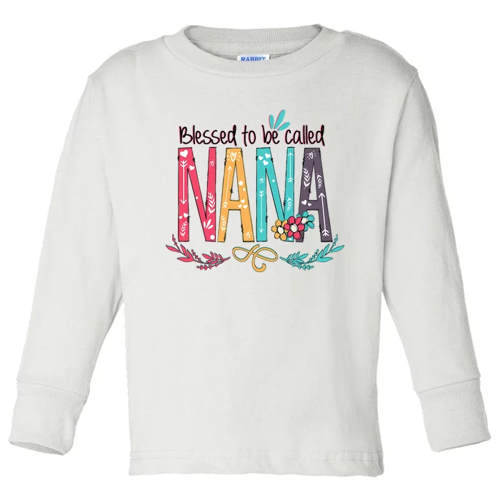 Blessed To Be Called Nana Colorful Grandma Toddler Long Sleeve Shirt