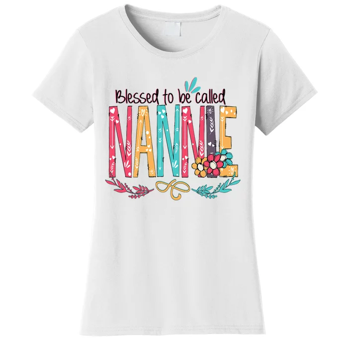 Blessed To Be Called Nannie Colorful Grandma Women's T-Shirt