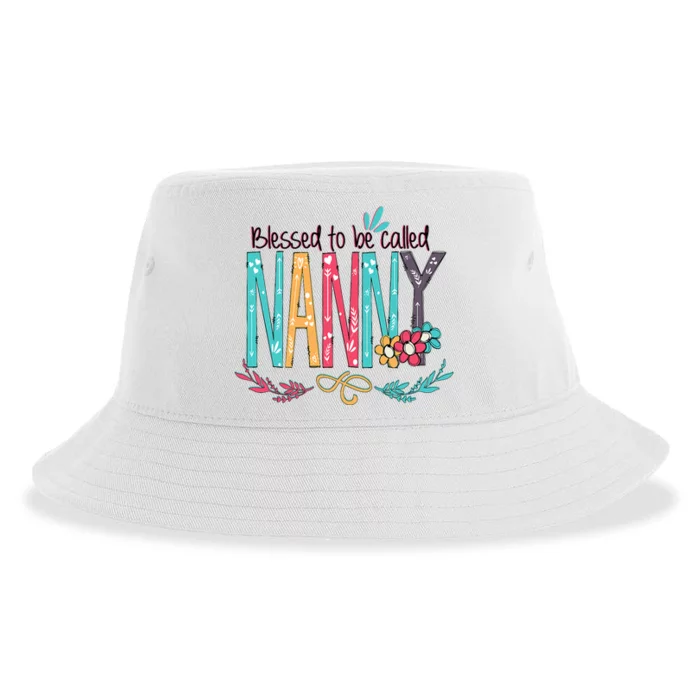 Blessed To Be Called Nanny Colorful Grandma Sustainable Bucket Hat