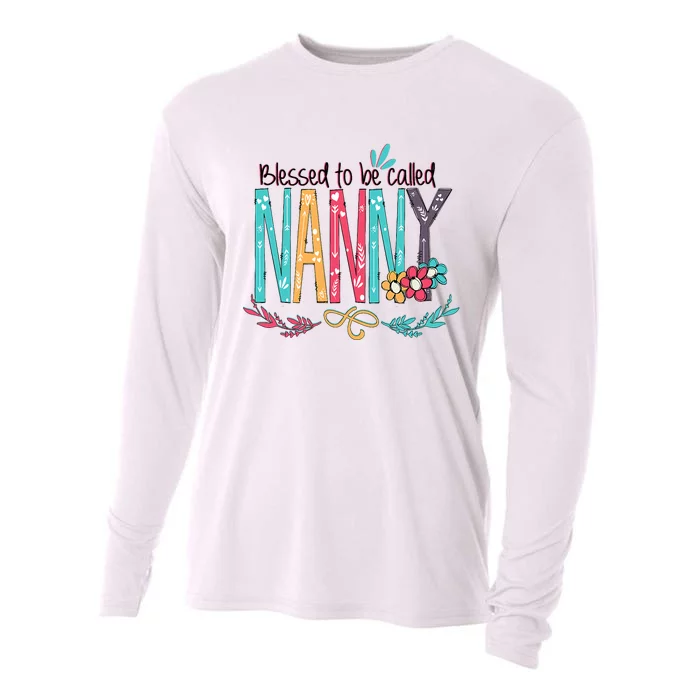 Blessed To Be Called Nanny Colorful Grandma Cooling Performance Long Sleeve Crew