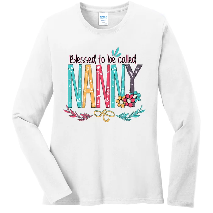 Blessed To Be Called Nanny Colorful Grandma Ladies Long Sleeve Shirt