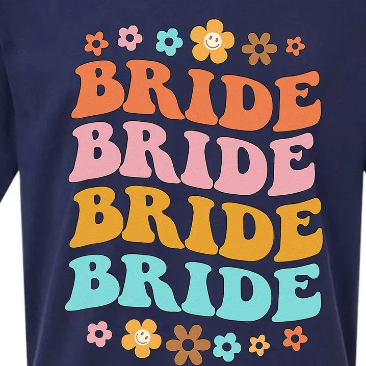 Bride To Be Bridal Shower Groovy Bachelorette Party Matching Sueded Cloud Jersey T-Shirt