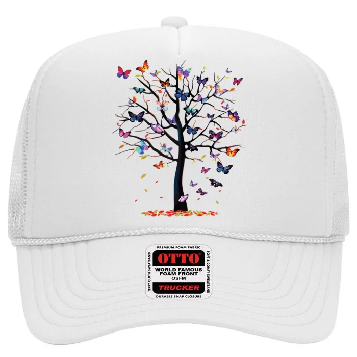 Butterfly Tree Beautiful High Crown Mesh Trucker Hat