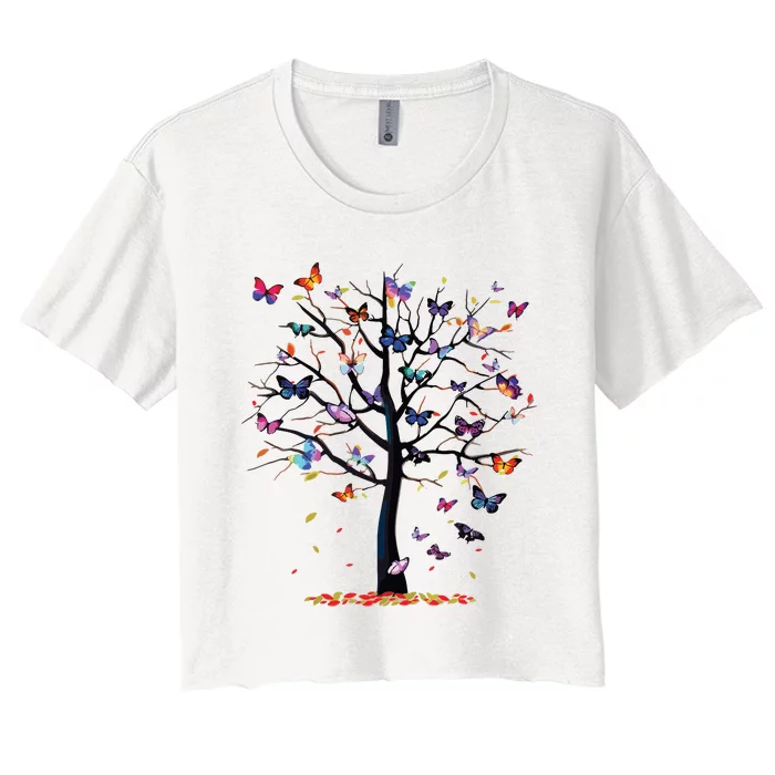 Butterfly Tree Beautiful Women's Crop Top Tee