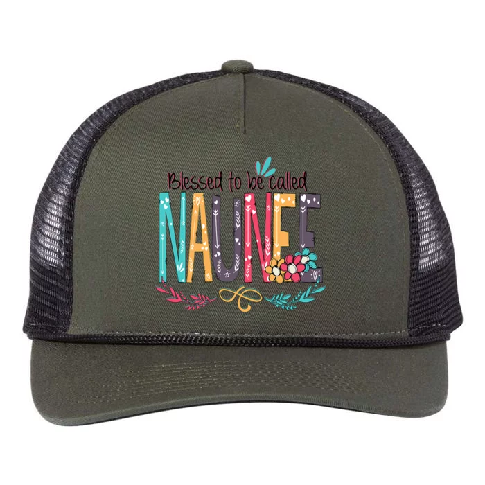 Blessed To Be Called Naunee Colorful Grandma Retro Rope Trucker Hat Cap