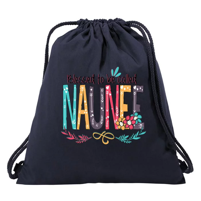 Blessed To Be Called Naunee Colorful Grandma Drawstring Bag