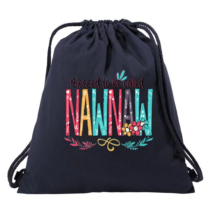 Blessed To Be Called Nawnaw Colorful Grandma Drawstring Bag