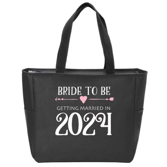 Bride to Be 2024 Engagement Ring Future Bride Zip Tote Bag