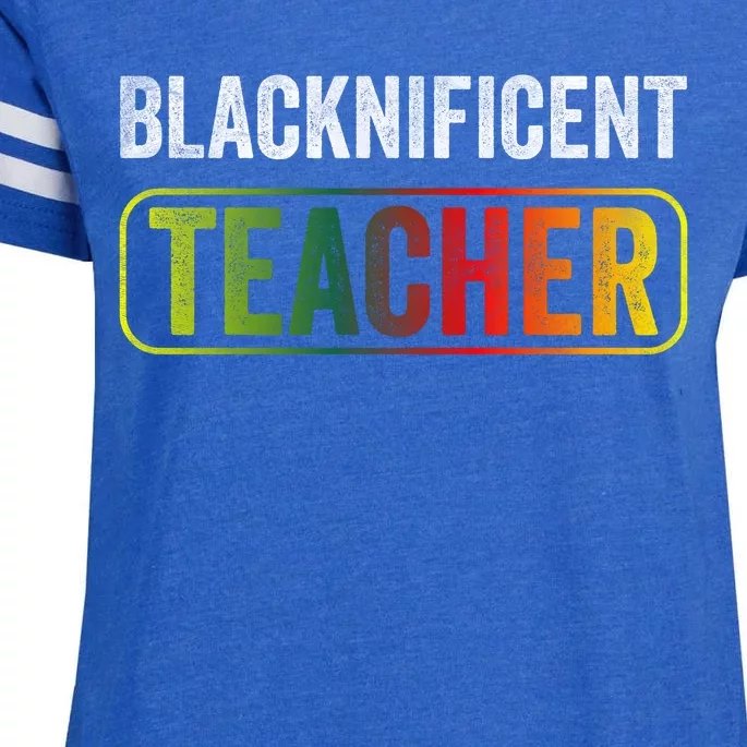 Blacknificent Teacher Black History & Juneteenth Celebration Enza Ladies Jersey Football T-Shirt