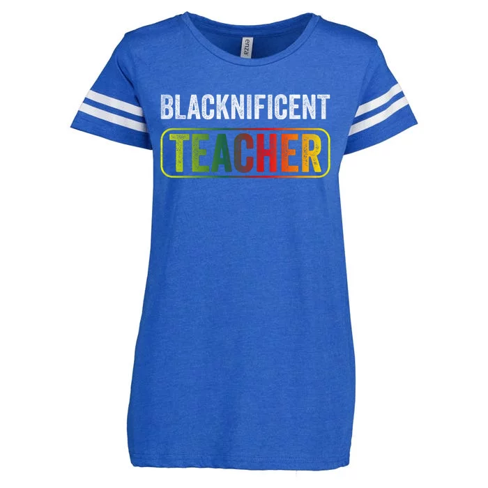 Blacknificent Teacher Black History & Juneteenth Celebration Enza Ladies Jersey Football T-Shirt