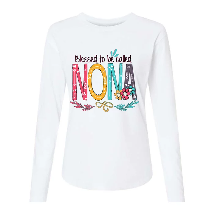 Blessed To Be Called Nona Colorful Grandma Womens Cotton Relaxed Long Sleeve T-Shirt