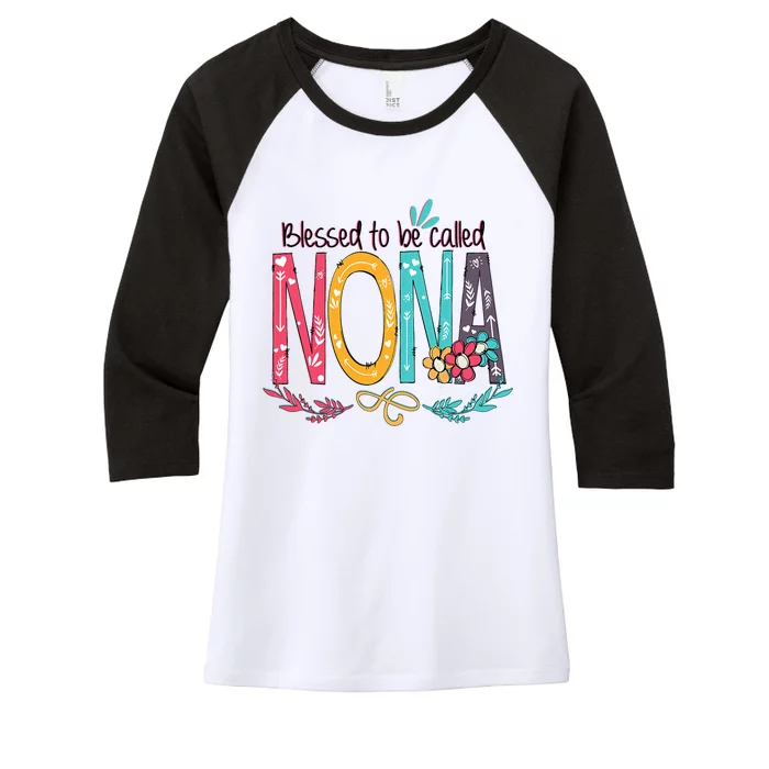 Blessed To Be Called Nona Colorful Grandma Women's Tri-Blend 3/4-Sleeve Raglan Shirt