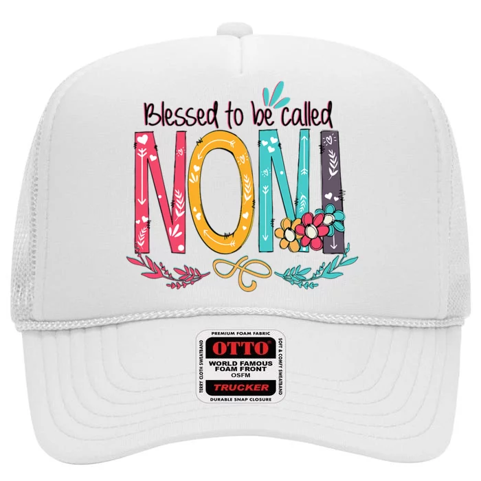 Blessed To Be Called Noni Colorful Grandma High Crown Mesh Trucker Hat