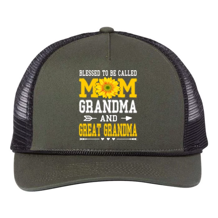 Blessed To Be Called Mom Grandma Great Grandma Mothers Day Retro Rope Trucker Hat Cap