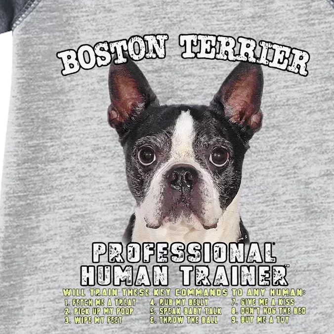 Boston Terrier Black Professional Human Trainer Cute Dog Infant Baby Jersey Bodysuit