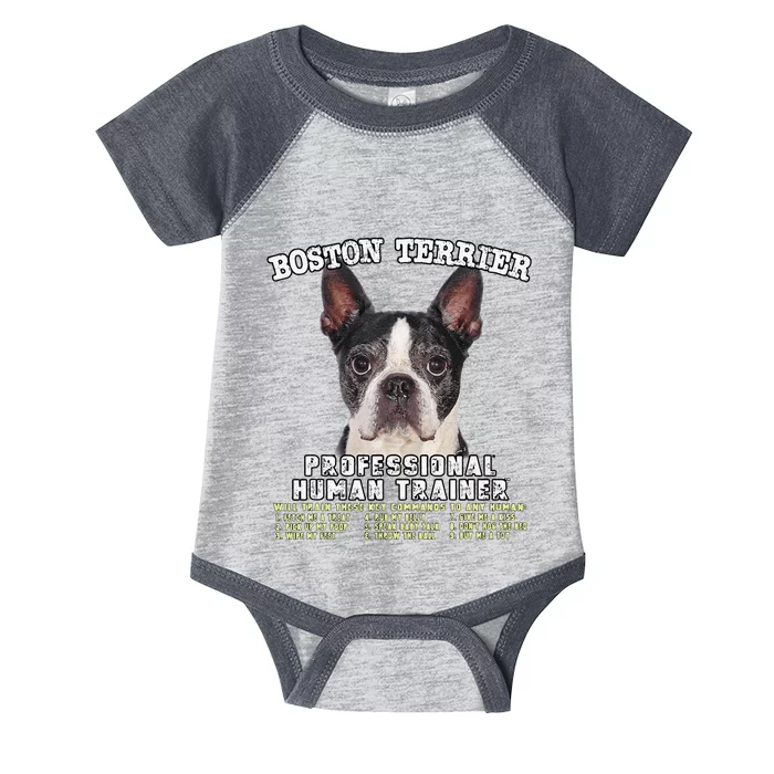 Boston Terrier Black Professional Human Trainer Cute Dog Infant Baby Jersey Bodysuit