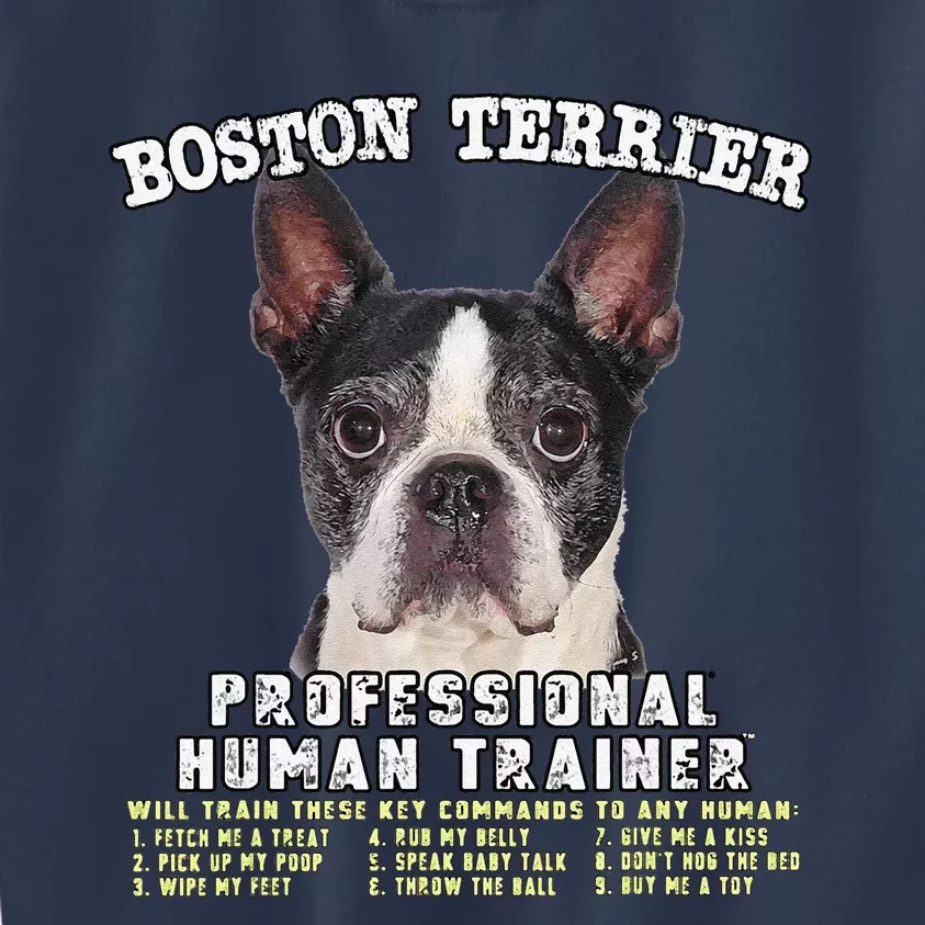 Boston Terrier Black Professional Human Trainer Cute Dog Kids Sweatshirt