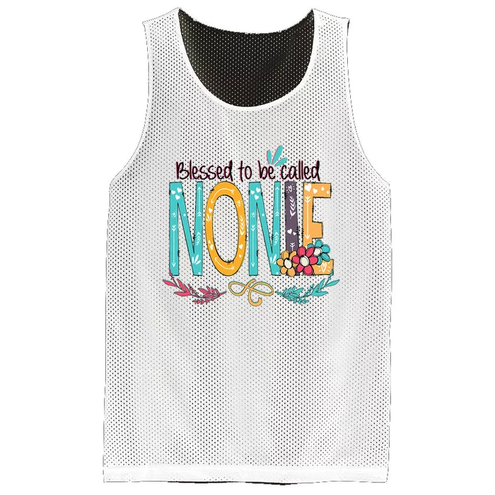 Blessed To Be Called Nonie Colorful Grandma Mesh Reversible Basketball Jersey Tank