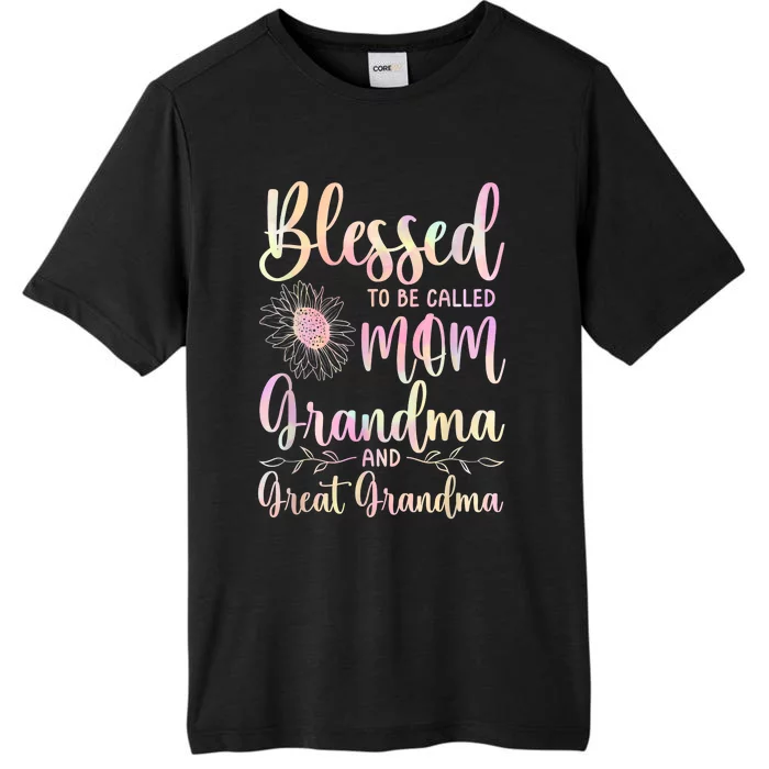 Blessed To Be Called Mom Grandma And Great Grandma Flower ChromaSoft Performance T-Shirt