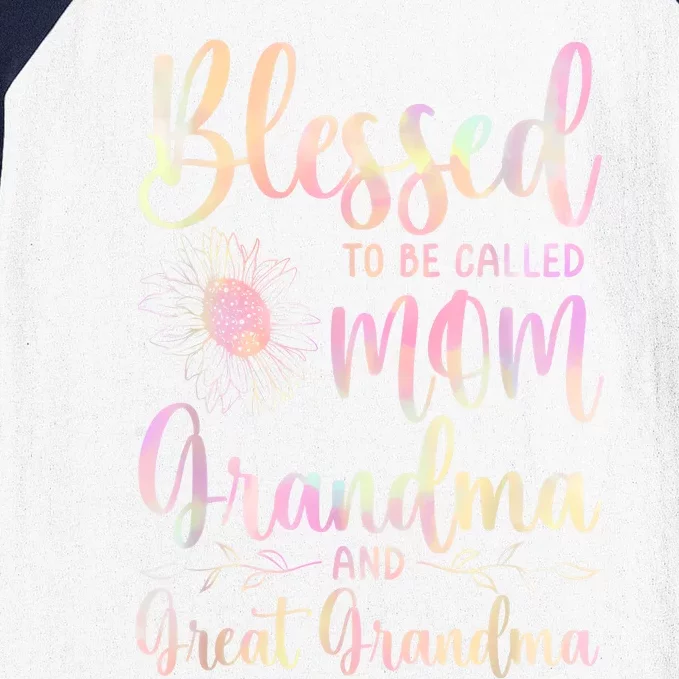 Blessed To Be Called Mom Grandma And Great Grandma Flower Baseball Sleeve Shirt