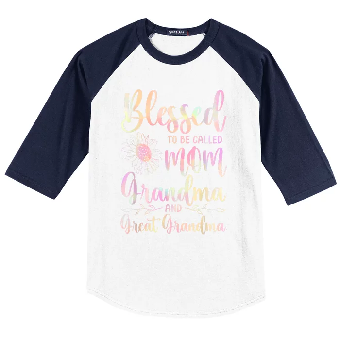 Blessed To Be Called Mom Grandma And Great Grandma Flower Baseball Sleeve Shirt