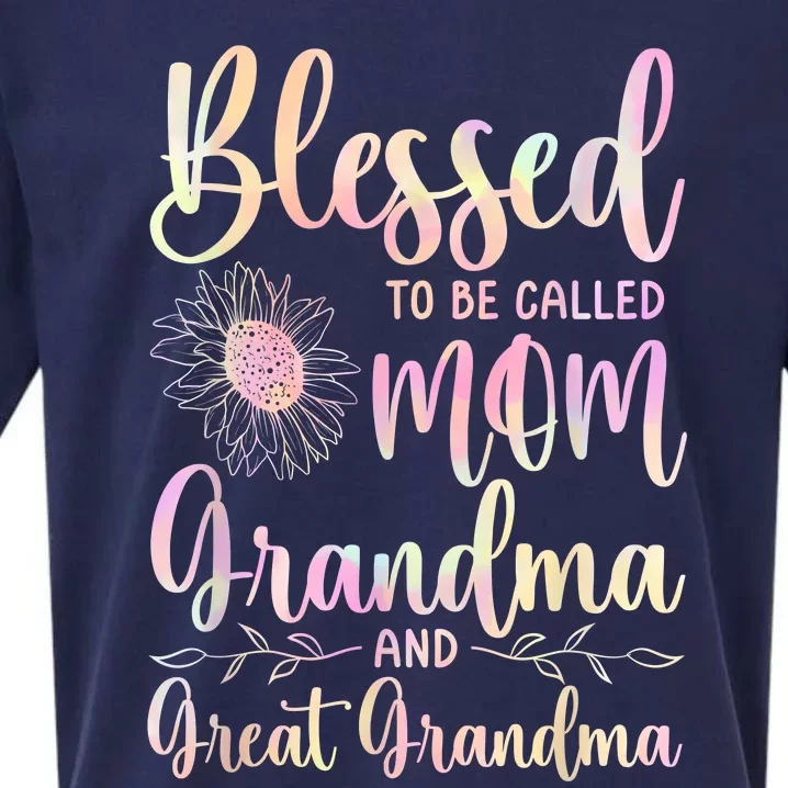 Blessed To Be Called Mom Grandma And Great Grandma Flower Sueded Cloud Jersey T-Shirt