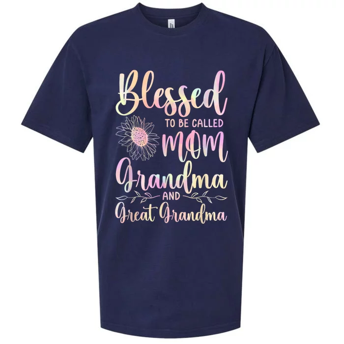 Blessed To Be Called Mom Grandma And Great Grandma Flower Sueded Cloud Jersey T-Shirt