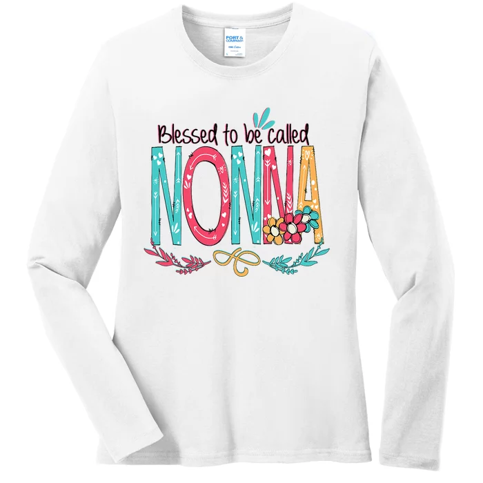 Blessed To Be Called Nonna Colorful Grandma Ladies Long Sleeve Shirt