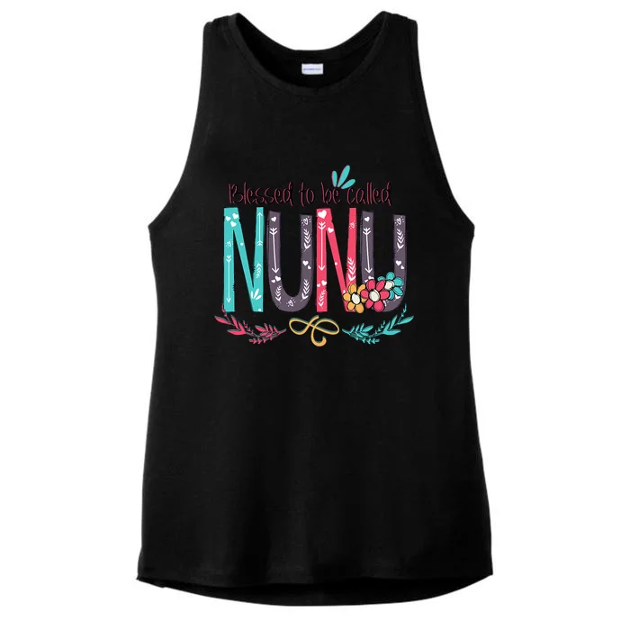 Blessed To Be Called Nunu Colorful Grandma Ladies Tri-Blend Wicking Tank