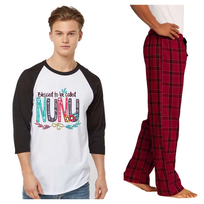 Blessed To Be Called Nunu Colorful Grandma Raglan Sleeve Pajama Set