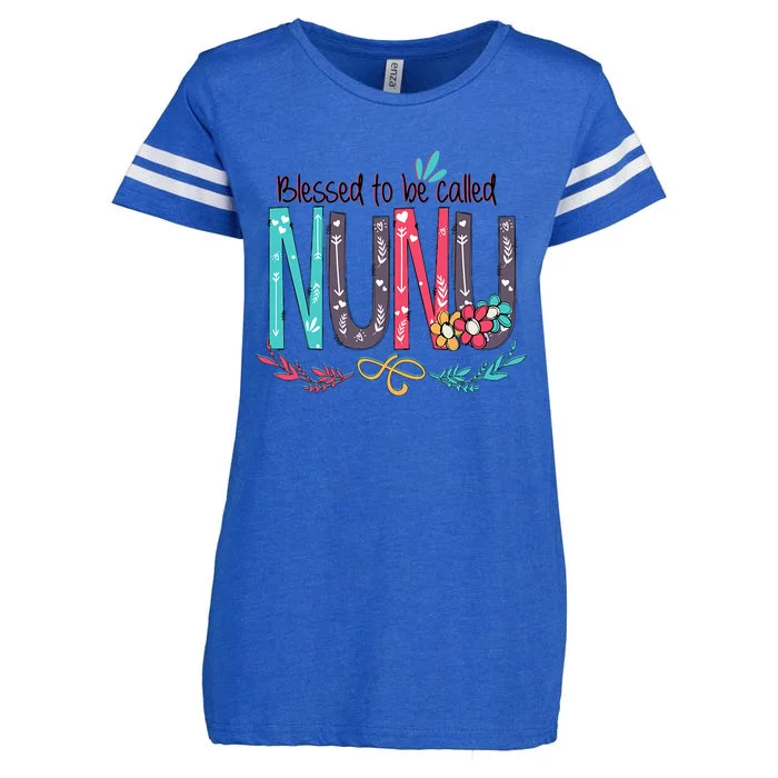 Blessed To Be Called Nunu Colorful Grandma Enza Ladies Jersey Football T-Shirt