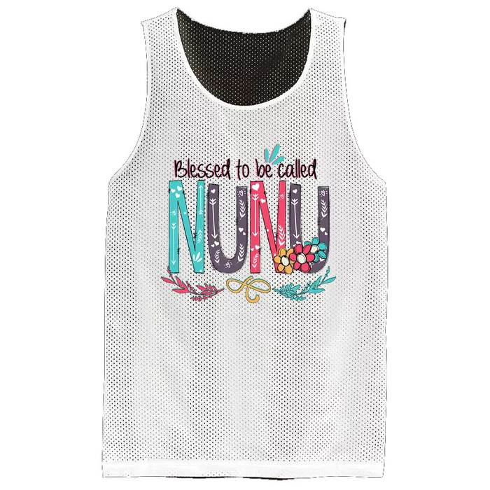 Blessed To Be Called Nunu Colorful Grandma Mesh Reversible Basketball Jersey Tank