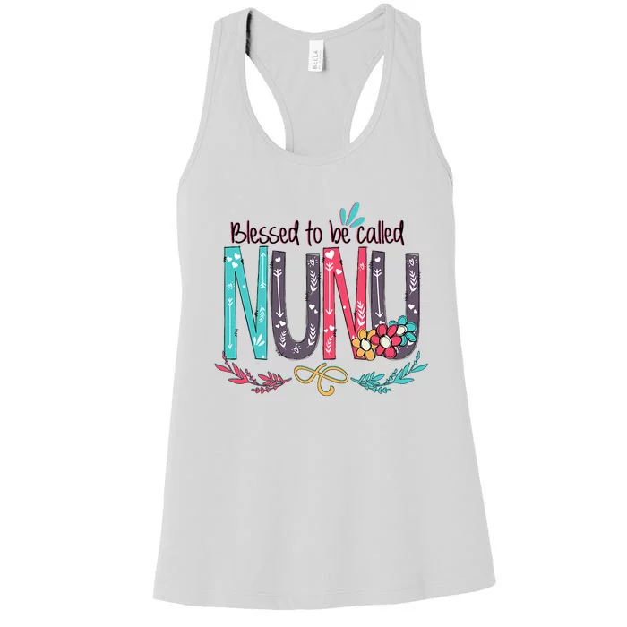 Blessed To Be Called Nunu Colorful Grandma Women's Racerback Tank