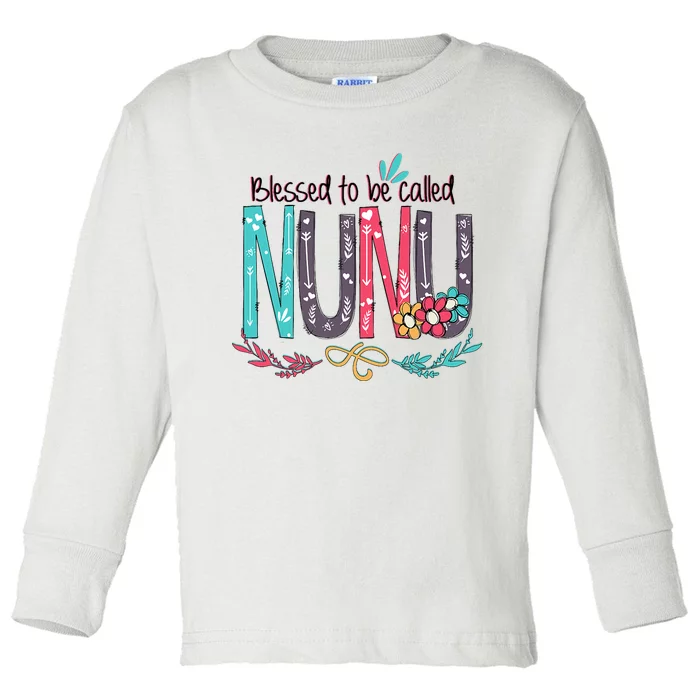 Blessed To Be Called Nunu Colorful Grandma Toddler Long Sleeve Shirt