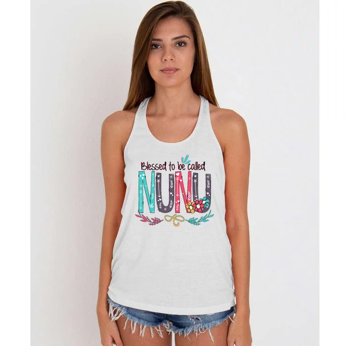 Blessed To Be Called Nunu Colorful Grandma Women's Knotted Racerback Tank