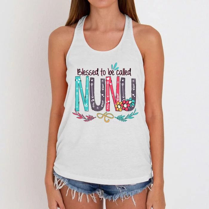 Blessed To Be Called Nunu Colorful Grandma Women's Knotted Racerback Tank