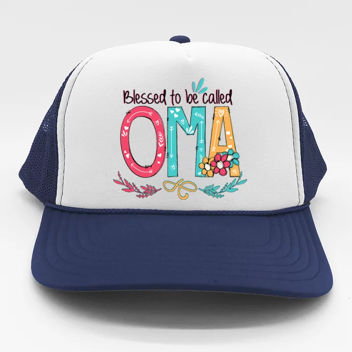 Blessed To Be Called Oma Colorful Grandma Trucker Hat