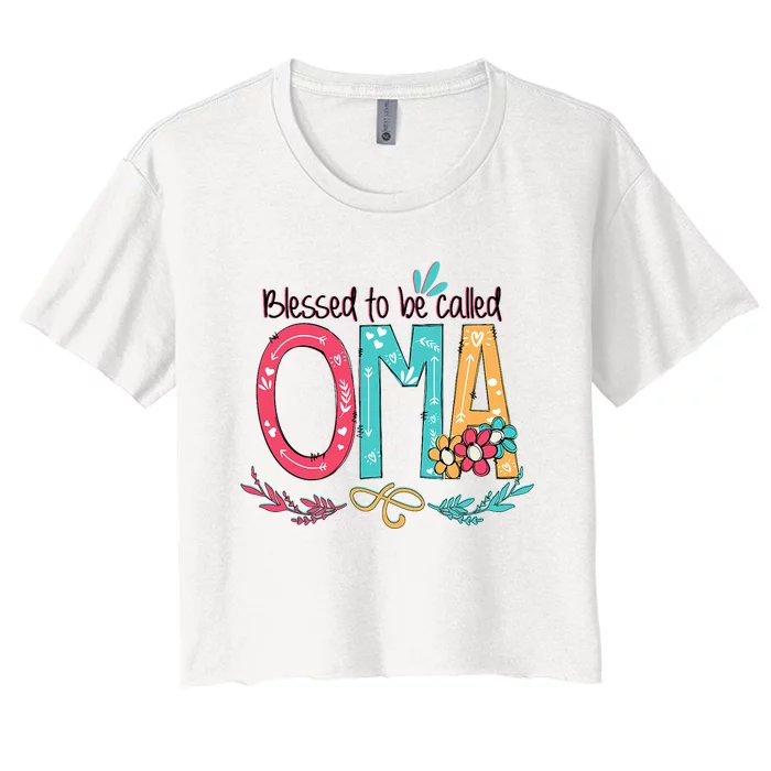 Blessed To Be Called Oma Colorful Grandma Women's Crop Top Tee