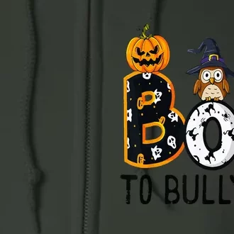 Boo To Bullying Orange Unity Day Anti Bullying Halloween Full Zip Hoodie