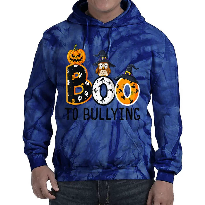 Boo To Bullying Orange Unity Day Anti Bullying Halloween Tie Dye Hoodie