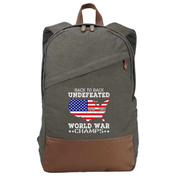 Back To Back Undefeated World War Champs Cotton Canvas Backpack