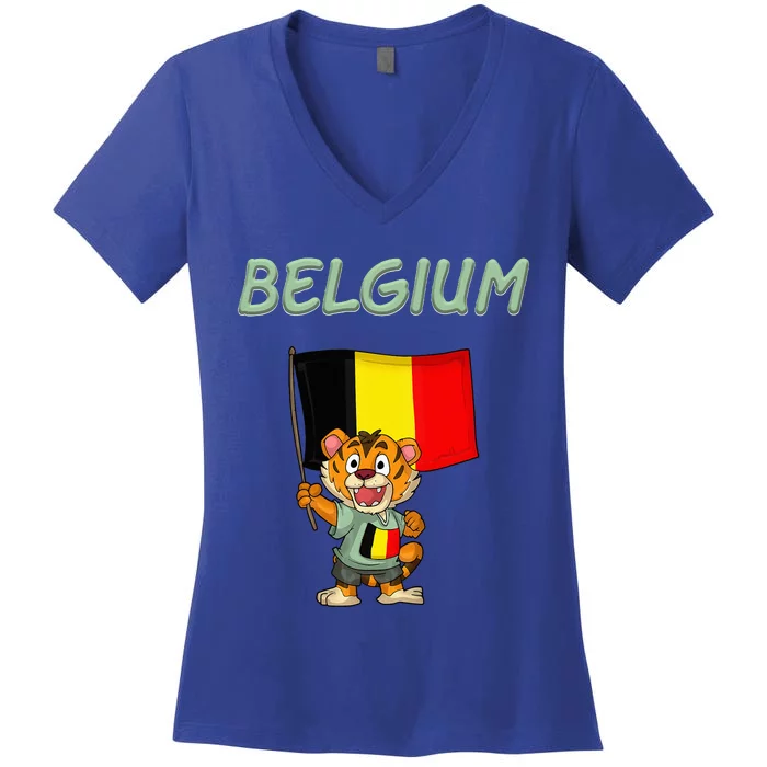 Belgium Tiger Women's V-Neck T-Shirt