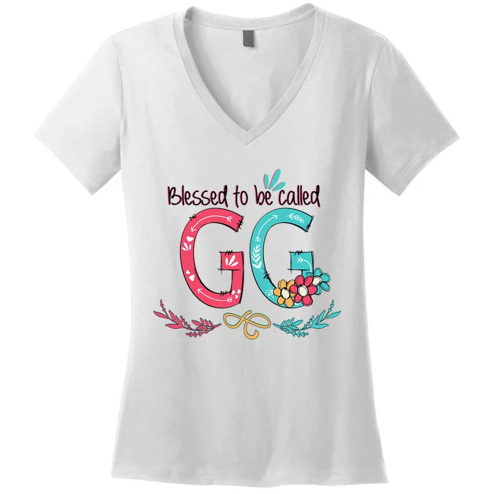 Blessed To Be Called Gg Colorful Gifts Grandma Women's V-Neck T-Shirt