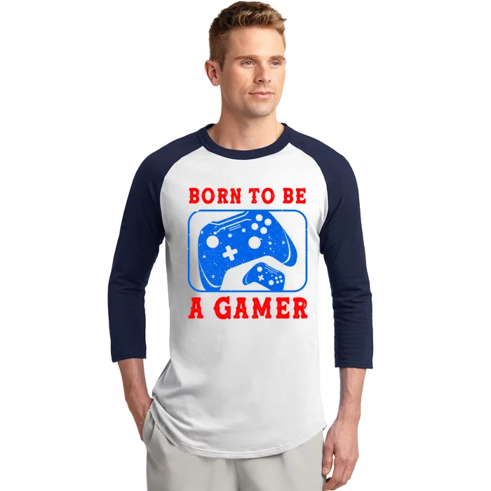 Born To Be A Gamer For Intense Visual Funny Gift Baseball Sleeve Shirt